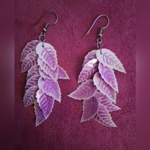 Vintage Elegant Purple Leaf Earrings